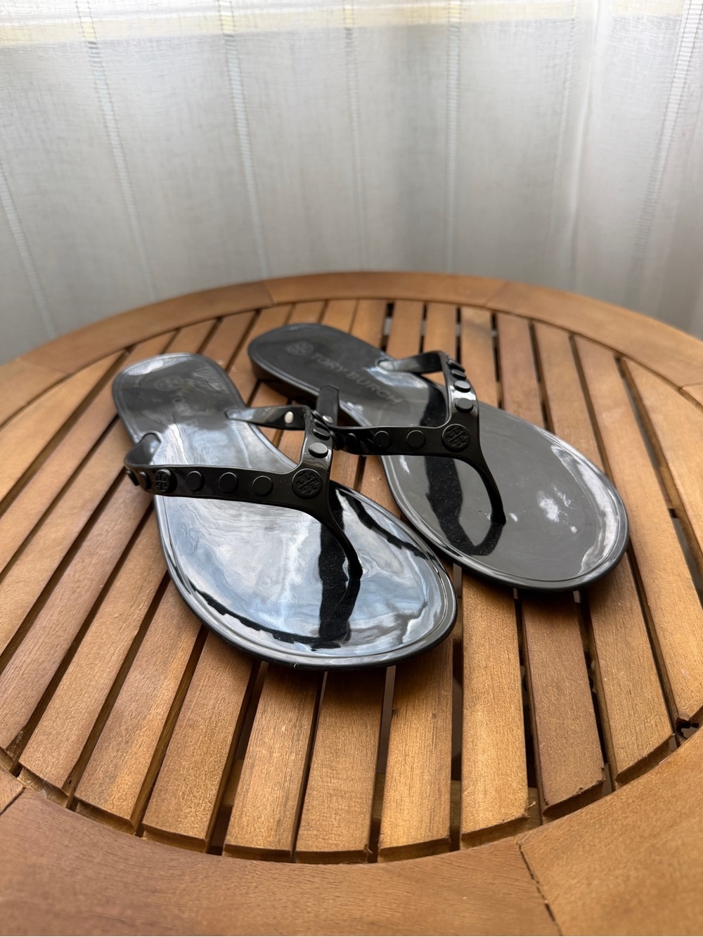 Tory Burch Studded Logo Jelly Flip Flops Sandals
